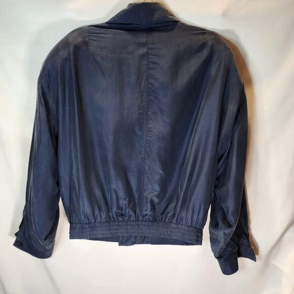 80s Members Only Silk Zip Retro Bomber Jacket Shoulder Pads - Picture 9 of 14